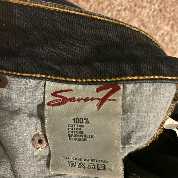 Seven7 Dark Denim Light Distressed Jeans Sz 14 - Picture 6 of 9